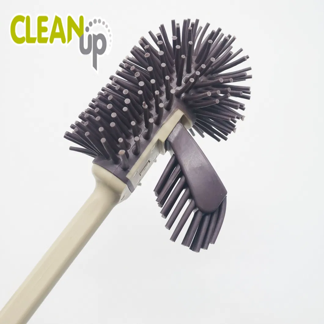 Bathroom Cleaning Tool Toilet Double Brush with Silicon Bristles